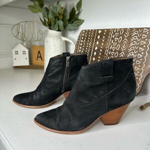 Frye Black Reina Leather Western Ankle Booties - Size 7.5M